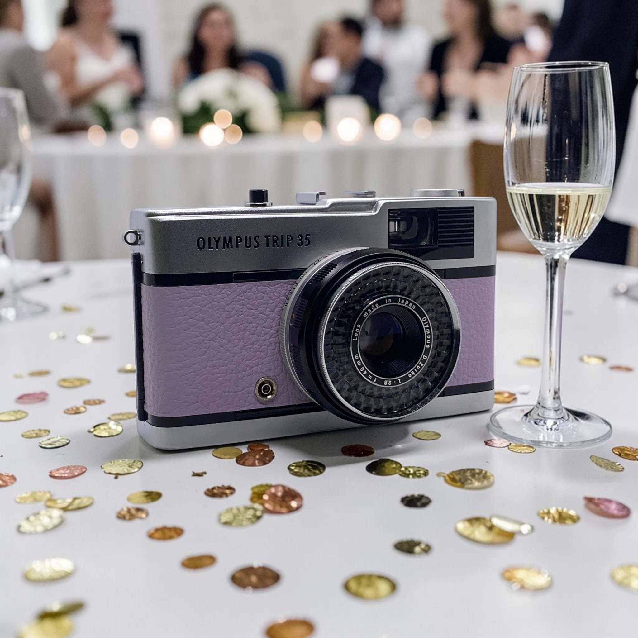 1980 Olympus Trip 35 Film Camera in Lilac Leather