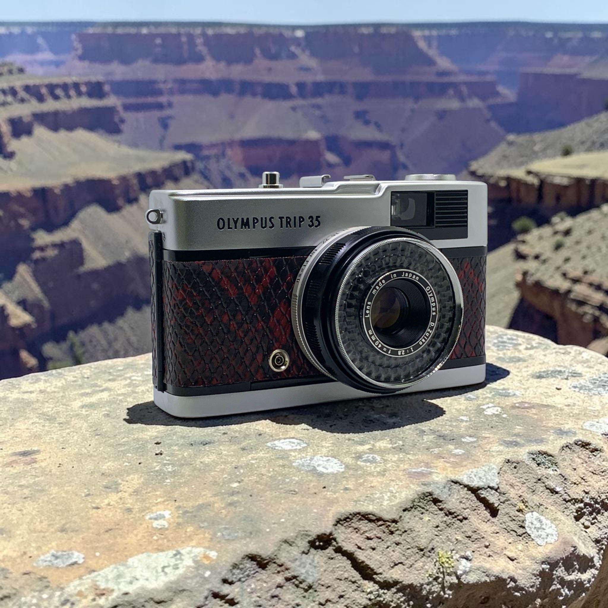 Olympus Trip 35 Film camera in Red Reptile Leather