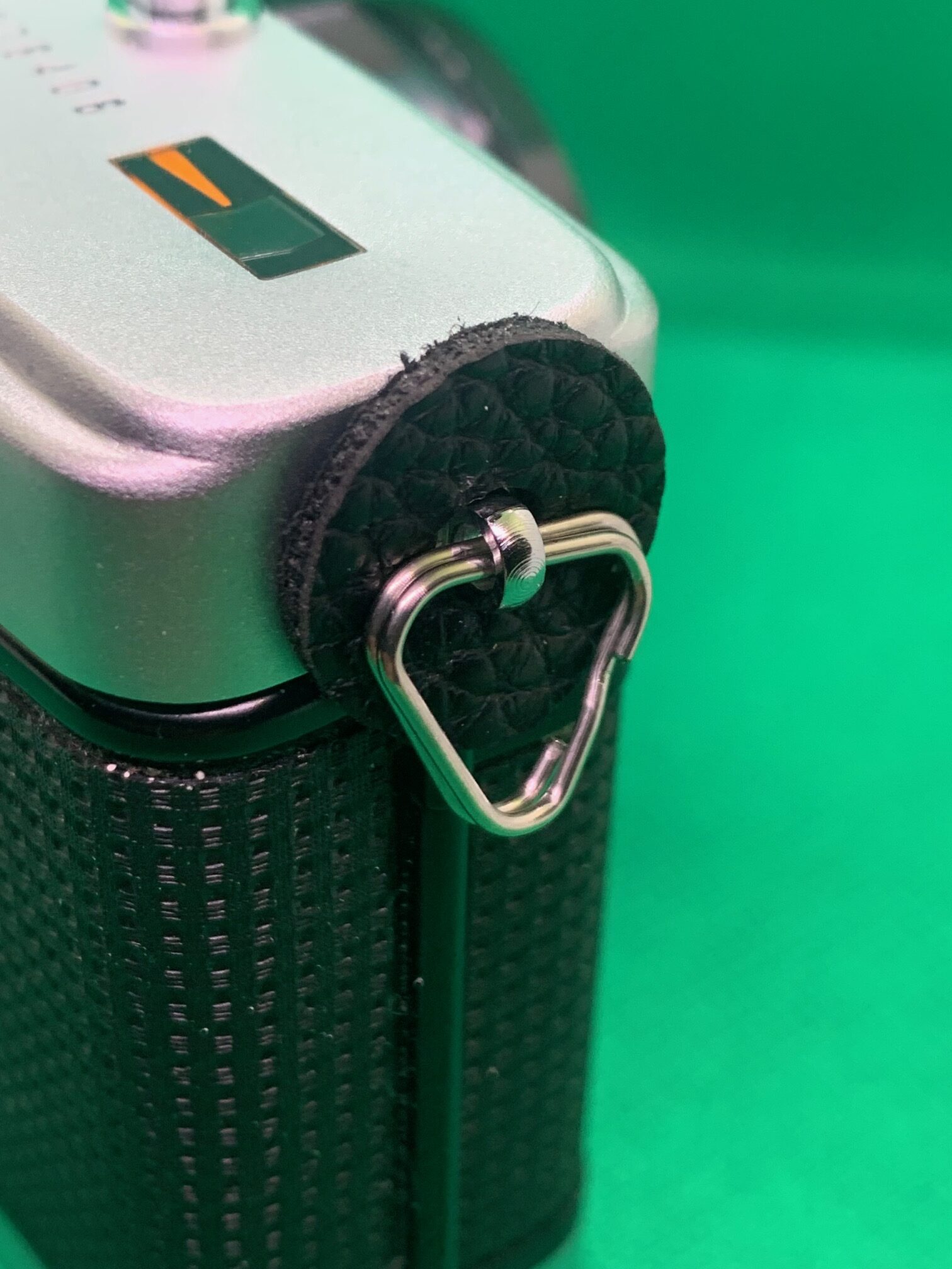Triangle Strap Lug Rings for Olympus Trip 35 shown on camera