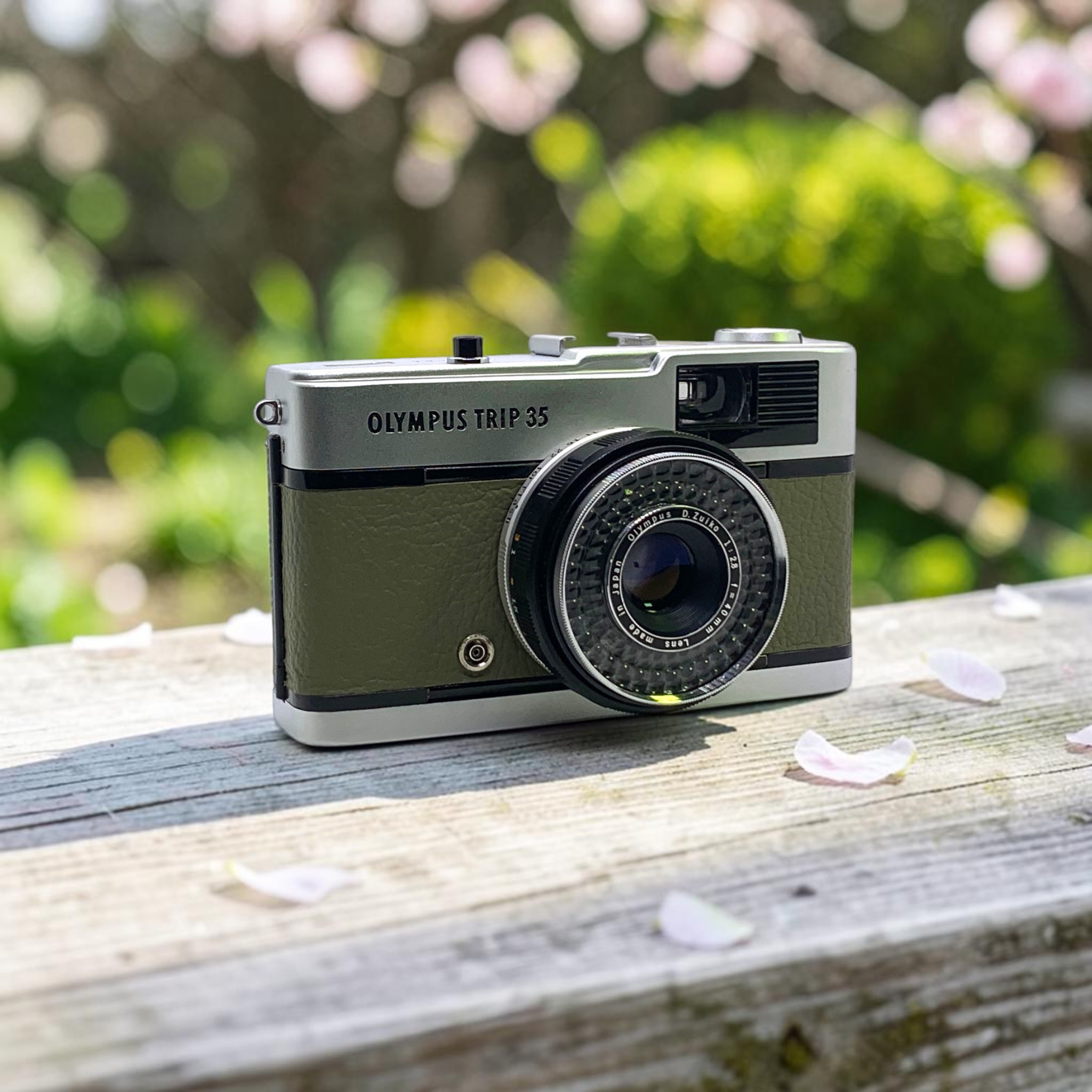 1982 Olympus Trip 35 in Olive Green Leather